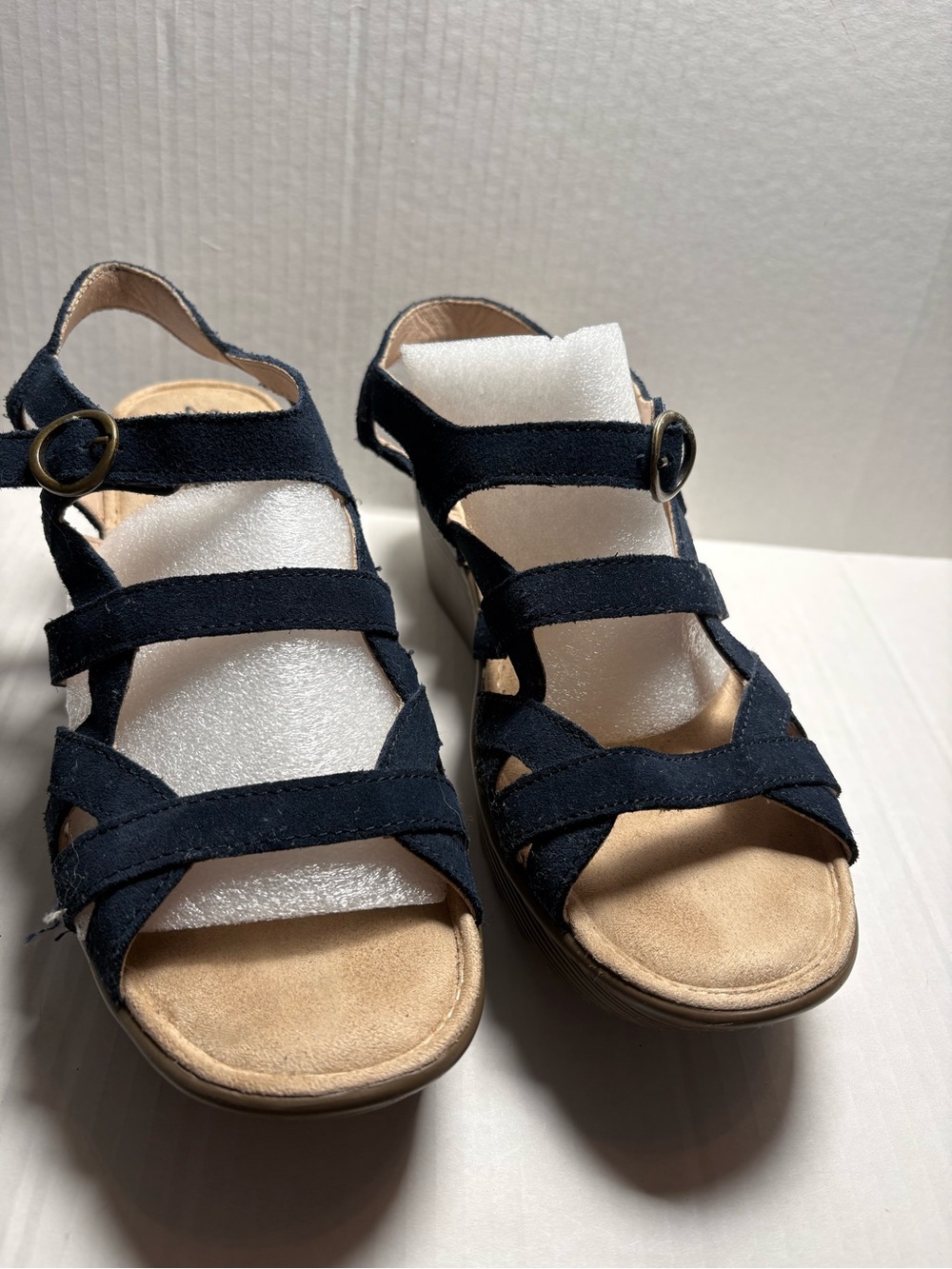 Skechers Memory Foam Women’s Blue Strappy Wedge Sandals Size 8 1/2